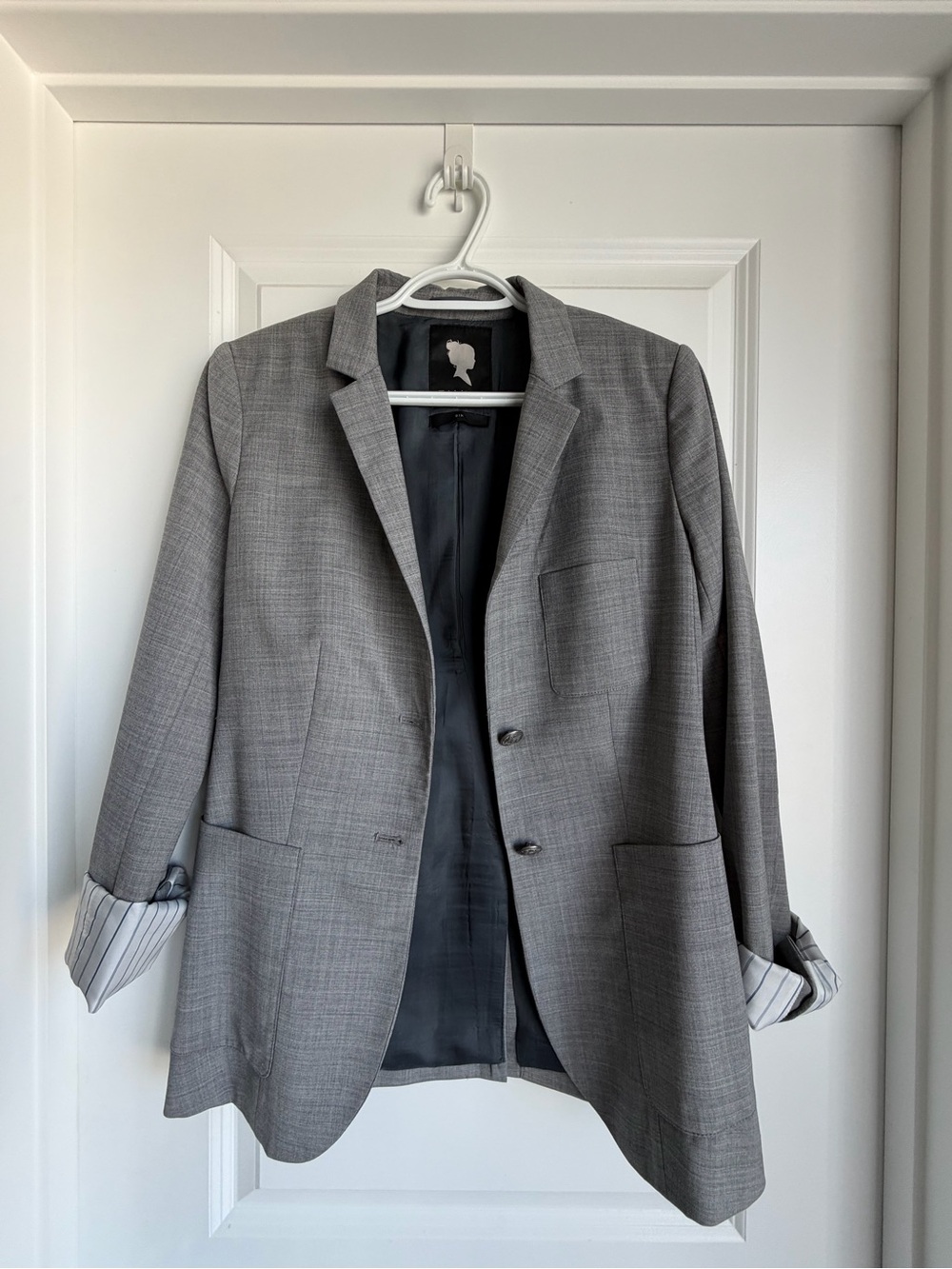 Talula Grey Wool-Blend Boyfriend Blazer Size 6